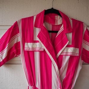 {Vintage} Pink Candy Striper Jumpsuit!